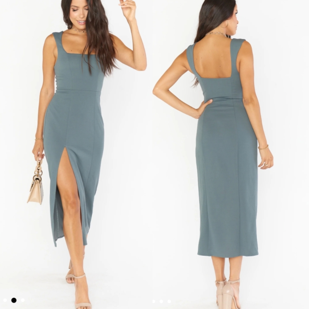 Show Me Your Mumu Eden Midi Dress Women's Medium Dusty Sage L5